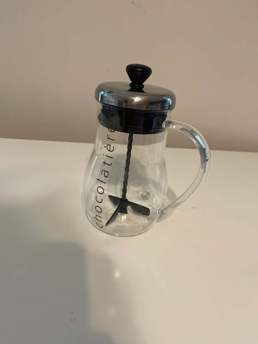 Bodum Chocolatière Glass Hot Chocolate Maker with Manual Frother Stirrer